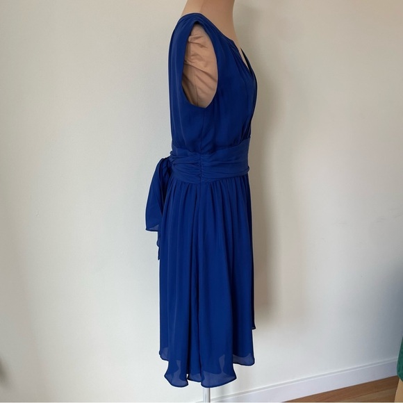 Hobbs London 100% Silk V-Neck Tie Back Sleeveless A-Line Knee Length Dress Sz 10 - Picture 4 of 10